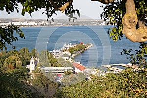 View of the Kerch Strait from Mount Mitridat in Kerch in summer