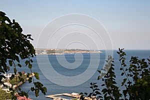 View of the Kerch Strait from Mount Mitridat in Kerch in summer