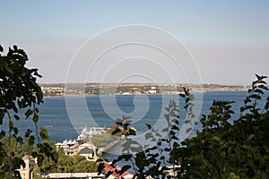 View of the Kerch Strait from Mount Mitridat in Kerch in summer