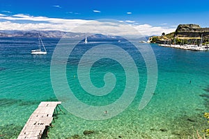 View for Kerkyra bay, Corfu town, clear water