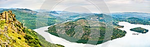 View of the Kestel Dam reservoir from the Pergamon Acropolis in Turkey