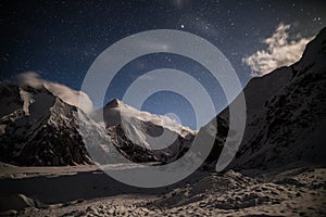 View of Khan-Tengri peak in the night