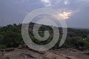 View of Khandagiri and Udayagiri Hills Bhubaneswar, Odisha, India.