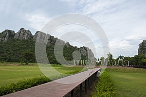 View of Khao Nor Khao Kaew, limestone hill in Banphot Phisai District, Nakhon Sawan, Thailand
