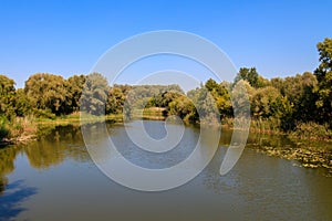 View on Khorol river in Myrhorod, Ukraine