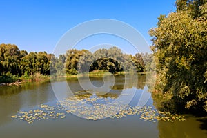 View on the Khorol river in Myrhorod, Ukraine