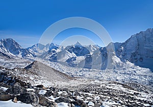 View of Khumbu glacier view and Himalaya Mountain landscape from Kala Patthar