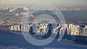 View from Kilimanjaro Uhuru peak 5895 m to glacier