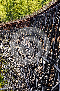 View of Kinsol Trestle wooden railroad bridge in Vancouver Island, BC Canada