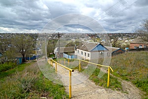 View of Kirov Lane and area of private building. Elista, Kalmykia