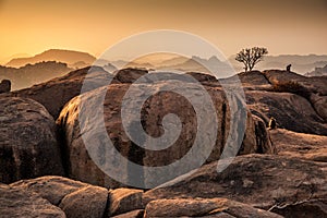 View of Kishkinda, Anjanadri Hill, Monkey Temple Anjaneya Parvat, Hampi, Karnataka, India