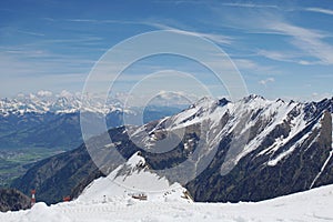 View from the Kitzsteinhorn to the Zeller See and the mountains Hohe Tauern