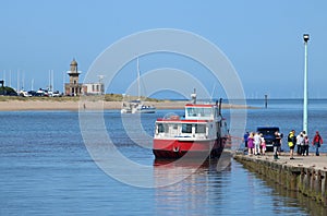 Ferry, yachts, River Wyre estuary, Fleetwood