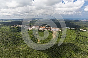 View of Koc University, from helicopter. Koc University, Rumeli feneri Campus Sariyer in Istanbul photo