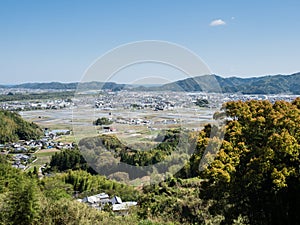 View of Kochi city suburbs from the viewpoint at Kiyotakiji, temple number 35 of Shikoku pilgrimage