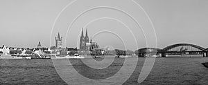 View of Koeln city centre, black and white