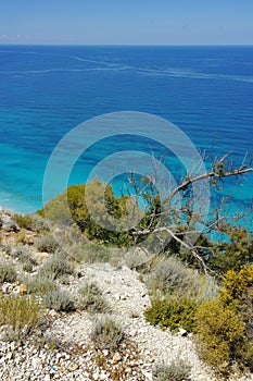 View of Kokkinos Vrachos Beach, Lefkada, Ionian Islands, Greece