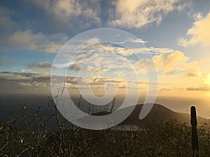 View from Koko Crater during Sunset in Winter on Oahu Island, Hawaii.