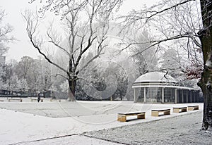 View on Kolonada Libensky, gallery in Podebrady, popular Czech spa city.