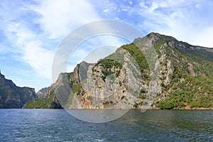 View of Koman lake in Albania