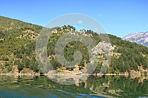 View of Koman lake in Albania