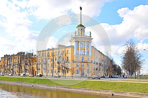 View of the Komsomol channel and Kolpino town.