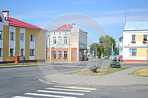 View of Komsomolskaya Square in Stolin. photo