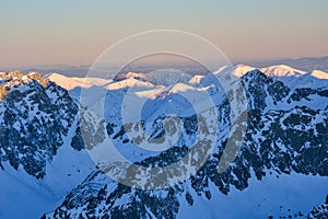 View from Koncista peak in High Tatras mountains towards north-west