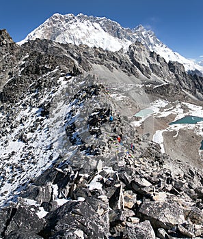 View from kongma la pass to mount Lhotse and Nuptse