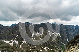 View from Koprovsky stit mountain peak in Vysoke Tatry mountains in Slovakia