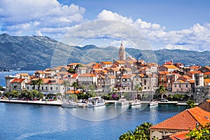 View of the Korcula town, Korcula island, Dalmatia, Croatia