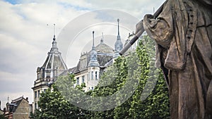 View from the Kossuth Statue in Debrecen to the Grand Hotel Aranybika