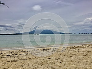 View of Krakatoa Mountain from the beach