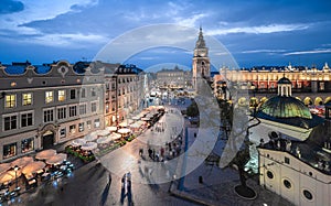 View of Krakow, Poland at sunset