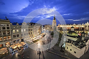 View of Krakow, Poland at sunset