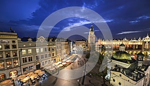 View of Krakow, Poland at sunset