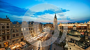 View of Krakow, Poland at sunset photo