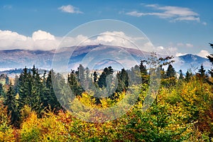 View at Kralova Hola in Nizke Tatry mountains from Muranska Planina during autumn