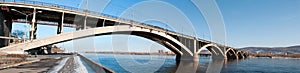 View on Krasnoyarsk and bridge over the river photo