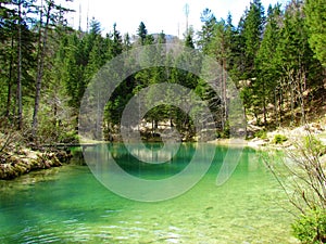 View of Kreda lake near Mojstrana in Gorenjska, Slovenia photo