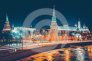 The view of Kremlin from the bridge. Moscow.