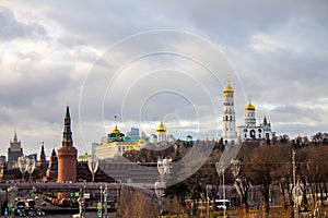 View of the Kremlin and the embankment of the Moscow river