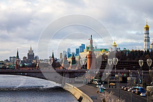 View of the Kremlin and the embankment of the Moscow river