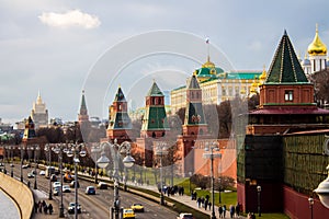 View of the Kremlin and the embankment of the Moscow river