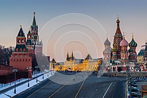 A view of Kremlin, St. Basil Cathedral, Vasilevsky Descent and