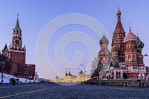 A view of Kremlin, St. Basil Cathedral, Vasilevsky Descent and