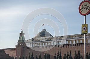 View of the Kremlin Wall and the Senate Palace on Red Square in Moscow