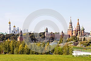 View of Kremlin from Zaryadye park in Moscow city