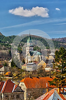 View at Kremnica castle and roofs