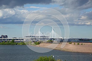 View of the Krestovsky Stadium, known as Gazprom Arena, on Krestovsky Island Saint Petersburg, Russia. photo